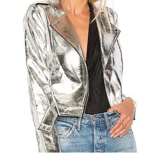NWOT By The Way.| Revolve Crushed Silver Aurelia Metallic Moto Jacket Size S